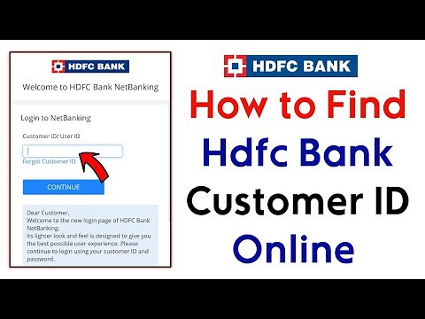 How to Find Customer ID of Hdfc bank || How to get Hdfc customer id online