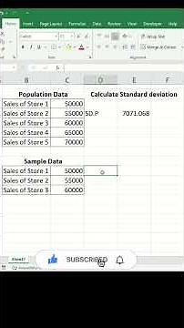 How to calculate Standard deviation ,Variance in excel || Calculate SD and Variance #excel #shorts