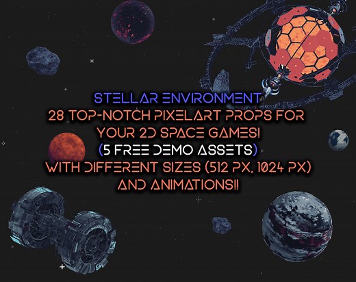 Stellar Space Environment: High-Res 2D Pixel Art by ASTek Game Studio