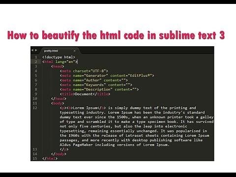 How to beautify the html code in sublime text 3