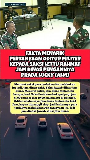 FAKTA MENARIK JAM DINAS TENTARA SAAT TERDAKWA ANIAYA PRADA LUCKY (Alm) #shorts #tni