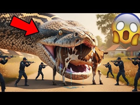 Courageous Heroes Fight Giant Python to Save Innocent Cow! #animals #saveanimals #wildlife