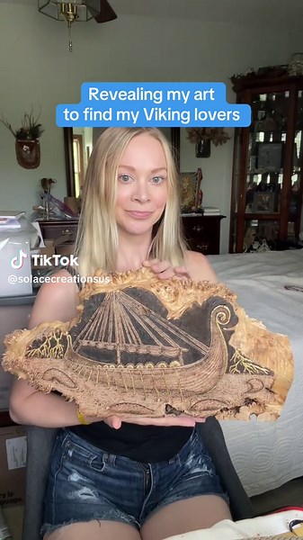 Hand-Burned Viking Art Made with Maple Lace Burl