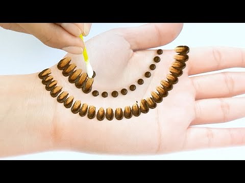 Easy Simple Mehndi design front Hand for eid | New Cotton Bud Mehndi Design Trick - Mehendi Designs