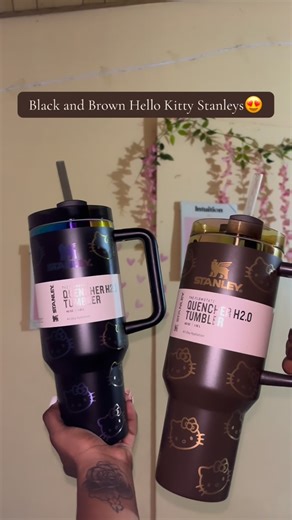 Jamaican Stanley Plug💕🇯🇲 on Instagram: "Additions to our Hello Kitty Stanley Collection 😻🖤🤎 $9,000 each Black Brown"