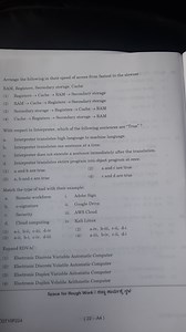 Arrange the following in their speed of access from fastest to ... | Filo