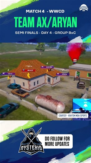 BMSD | SEMI FINALS DAY 4 | MATCH 4 WWCD – TEAM AX/ARYAN | GROUP BxC