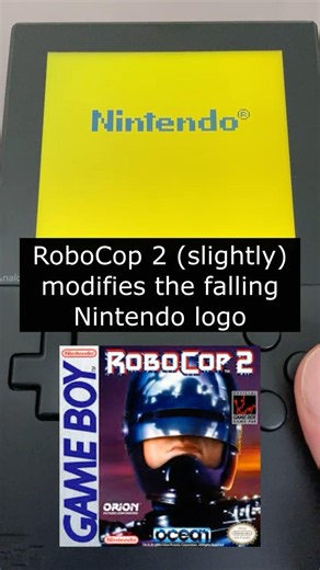 RoboCop 2 is another Gameboy game to modify the falling start-up Nintendo logo (slightly)