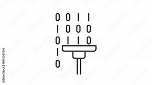 Data wiping line animation. Information erase animated icon. Changing numbers, moving mop. Binary code. Black illustration on white background. HD video with alpha channel. Motion graphic