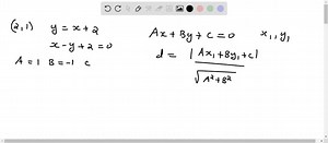 SOLVED:Find the distance between the point and the line. Point (2,1) Line y=x 2