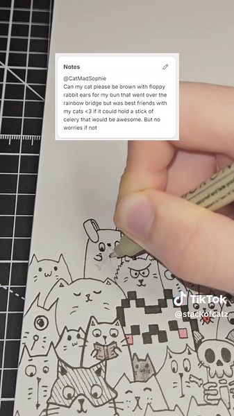 Colorful Brown Cat with Floppy Ears and Celery Stick Art