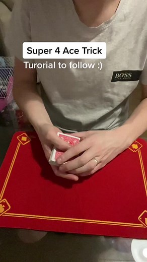 4 Ace card trick. Visially of the best. #cardtrick #magic #wow #fyp #music #likeandcomment❤️