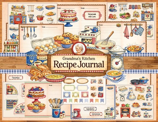 Grandma's Kitchen Recipe Journal Kit, Vintage Farmhouse Kitchen Ephemera (digital Download) - Etsy