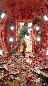 Building a hut inside a watermelon