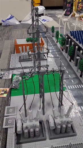 2.8K views · 280 reactions | Powerlines are temped into the transformers for fitment and testing that everything will work and look good. #lego #moc #power #powerplant #display | Bevins Bricks | Facebook