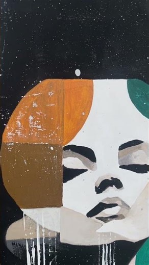 Abstract Woman Portrait Painting – Modern Minimalist Geometric Composition #art #abstract #painting