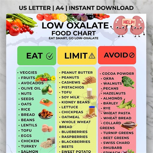 Low Oxalate Food List, Kidney Stone Diet Grocery PDF, Oxalate Friendly Foods, Renal Diet Food Chart, Kidney Food Chart, Oxalate Grocery List - Etsy Canada