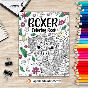 Boxer Dog Coloring Book, Adult Coloring Book, Gifts for Boxer Dog Lovers, Floral Mandala Coloring, Dog Coloring Book, Activity Coloring Book - Etsy