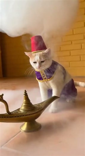 Cat Rubs a Magic Lamp… A REAL Aladdin Cat Appears! 😱🐱✨ | Hilarious Reaction