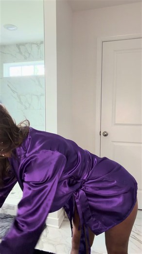After a long day I like to take a really long warm shower. This purple satin robe feels really nice on my clean skin. Do you have a favorite bedtime routine? I do have to admit I do not take all my makeup off at night. Even when I was in my 20’s I never took my makeup off before bed. #summer2026 #fyp #confident #fit #smiles