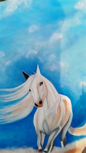 How to paint the sky with oil paint on canvas#tranding #viralshort#skypainting #horsepainting