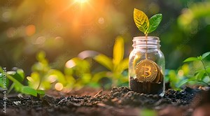 Bitcoin Plant Growing in a Jar