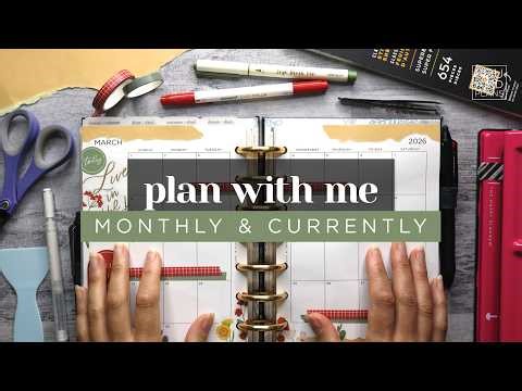 MARCH PLAN WITH ME :: Monthly & Currently Page Memory Planner Setup in a Half Letter Discbound