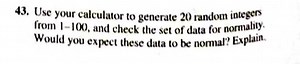 43. Use your calculator to generate 20 random integers from 1-1... | Filo