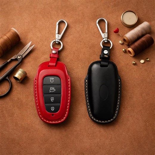 Santafe Leather Car Key Fob Cover Case Handmade Keychain Holder Smart Key Protector Luxury Minimalist Gift for Men Women - Etsy
