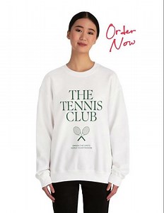 Tennis Club Crewneck Sweatshirt – 'The Tennis Club' Graphic Pullover