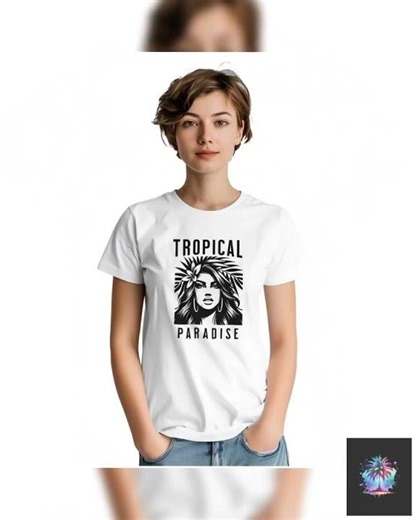 Slogan T Shirt Tropical Paradise Graphic Tee Soft Cotton Blend