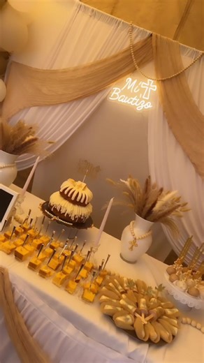 Beautiful Baptism Party Ideas: Dessert Table, Delicious Cake, Stunning Centerpieces