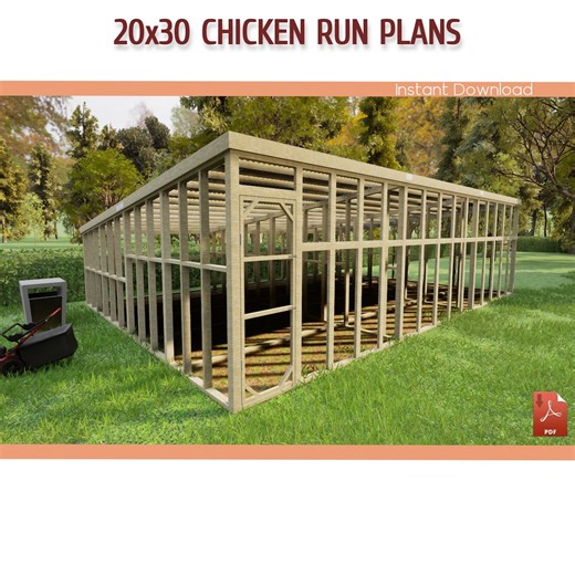 DIY Chicken Run Plans – 20x30 Walk-in Lean-to Coop (PDF Download) - Etsy