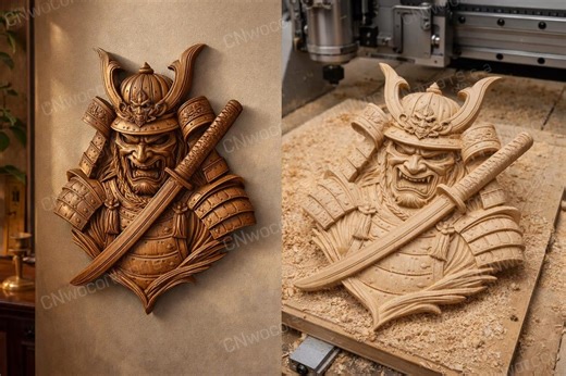 CNC Stl Samurai Wall Art CNC Relief, Japanese Warrior Wood Carving, Bushido Decor, Katana Samurai Sculpture, Wood Design - Etsy