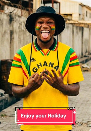 #creatorsearchinsights Happy 69 Independence Day Ghana 🇬🇭. Copy paste prompt with a picture of Ghana jersey in addition to your reference image. Let’s gooo! Use my uploaded photo as the base image and recreate it as a high-quality professional portrait. The subject should be standing outdoors, centered in the frame, captured from the waist up. The person is wearing a black wide-brim bucket hat with hanging side straps, and a sports jersey (exactly the second uploaded reference image). The jers