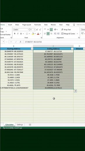 Calculate Distance Using Latitude and Longitude in Excel