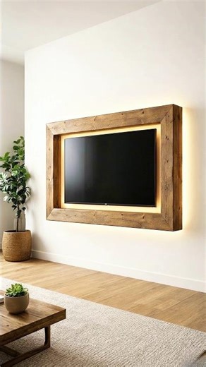 Rustic TV Frame with Soft Backlight ⭐