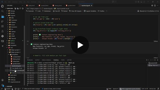 #machinelearning #datascience #python #flask #ai #carpriceprediction #webdevelopment #mlproject #40daysofcode #learningjourney | Bhavesh Jangid