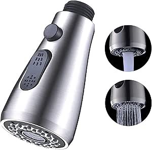 Pull Down Kitchen Faucet Sprayer Head Replacement Part - Pull Out Sink Sprayer Replacement Nozzle, Kitchen Faucet Head Hose Spray Tap Spout Only for G1/2(0.8inch)Connector (Brushed Nickel)