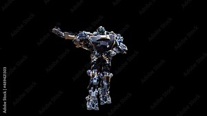 Character Robot Dancing, robot with Realistic, 3d rendering, Animation Loop, cartoon, included in the end of the clip with Alpha matte.