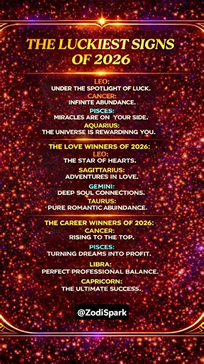Top Lucky Zodiac Signs in 2026 ♈💯 #astrology #zodiac #zodiacsigns #horoscope
