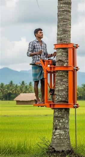 Smart Coconut Tree Climbing Machine in Rural Revolutionize Harvesting Fast