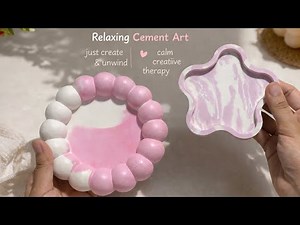 Art Therapy with Concrete | Making Trinket Trays with White Cement | Relaxing Art Video