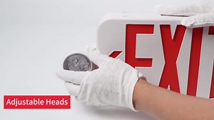 Led Exit Sign Emergency Light Combo Adjustable Two Head,Double Sided and Battery Backup Exit Light,Green Letter Hardwired Emergency Exit Sign,AC 120/277V,UL Listed,Ceiling&Wall Mount (1 Pack)