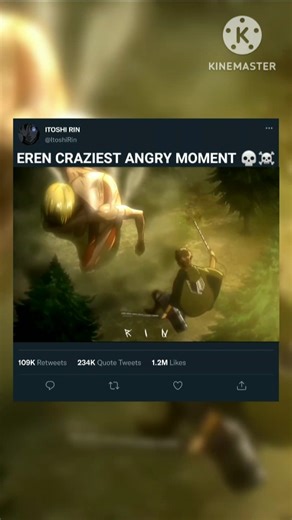 Eren Craziest Angry Moment 💀☠️ #anime #eren #attackontitan #shorts