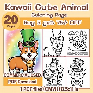Kawaii Cute Animal Coloring Pages Bundle | 20 Printable Coloring Pages for Kids & Adults | Cute Fantasy Animals | Instant PDF Download - Etsy