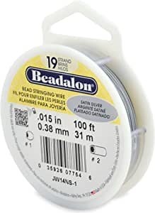 Beadalon 19-Strand Bead Stringing Wire, 0.015-Inch, Satin Silver, 100-Feet