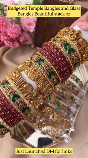 Sparkle and Glow on Instagram: "Just launched Stunning budgeted Kada Temple Bangles with glass and silk thread bangles combo Introducing our latest obsession — Perfectly blending tradition with artistry, these bangles bring the elegance of temple motifs and the richness of gold alike finish, all at a price you’ll love. Wear them solo for subtle charm or stack them for festive drama — either way, they’re pure perfection!” : #LotusBangles #EnamelJewellery #BudgetJewellery #GoldAlikeBangles #Ethnic
