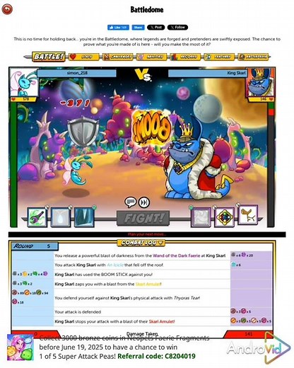 Neopets Battledome - Fighting King Skarl #gaming #neopets #nostalgia