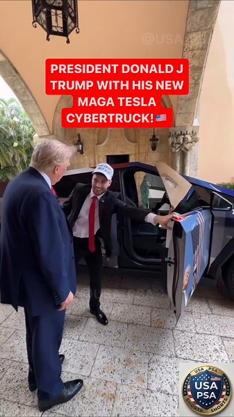 President Trump Testing Tesla Cyber Truck 😳 #tesla #teslacybertruck #donaldtrump #trump #shorts